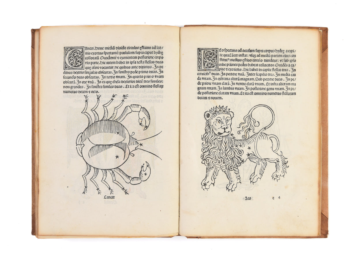 Poetica astronomica. (Edited by Jacobus Sentinus and Johannes Lucilius Santritter).
Venice, Erhard Ratdolt, 14 October 1482.