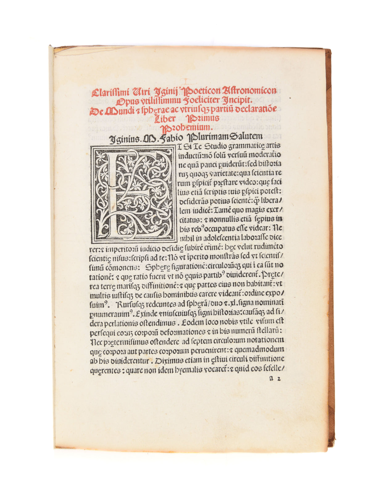 Poetica astronomica. (Edited by Jacobus Sentinus and Johannes Lucilius Santritter).
Venice, Erhard Ratdolt, 14 October 1482.