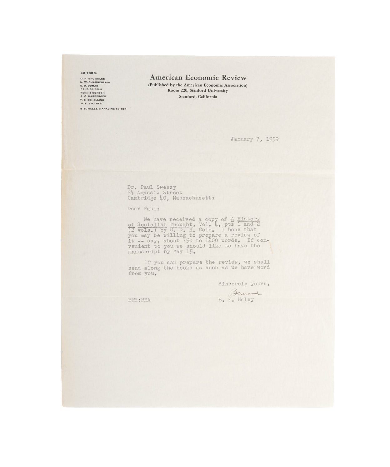 Professor Cole's History of Socialist Thought: A Review Article.