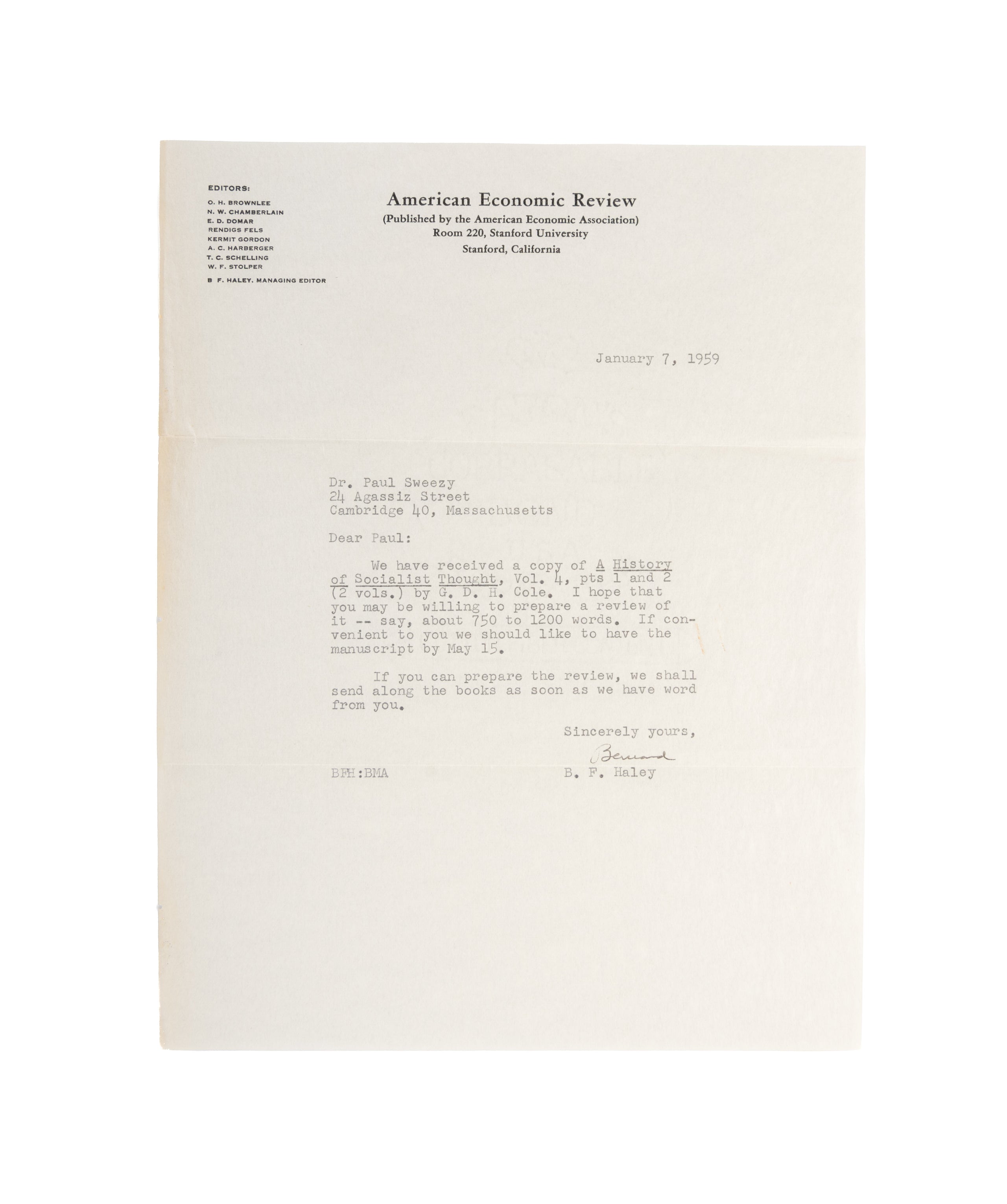 Professor Cole's History of Socialist Thought: A Review Article.