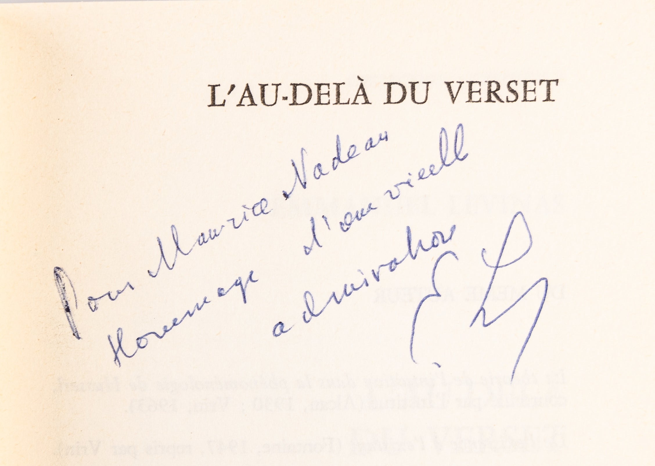 L'Au-delà du verset. Lectures et discours talmudiques.