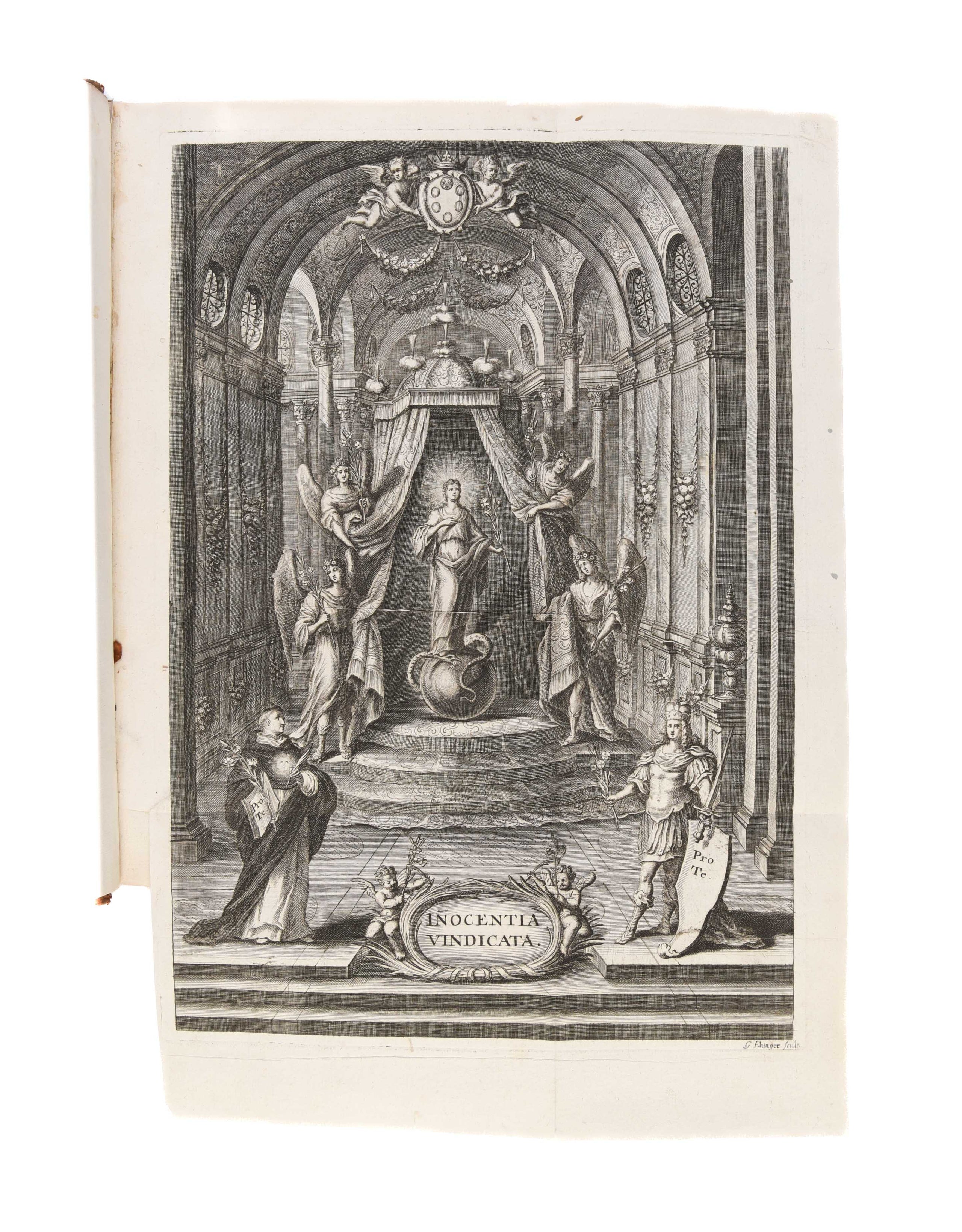 Innocentia vindicata, in qua gravissimis argumentis ex S. Thoma petitis ostenditur. Pars prior: Theologica, pars posterior: Symbolica.  
St. Gall, Jakob Müller (for the monastery), 1695