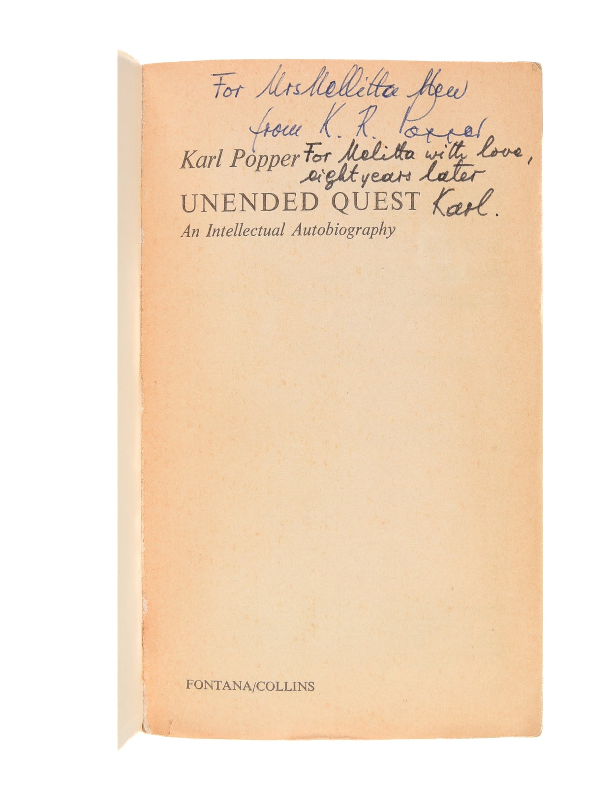 Unended Quest. An Intellectual Autobiography.