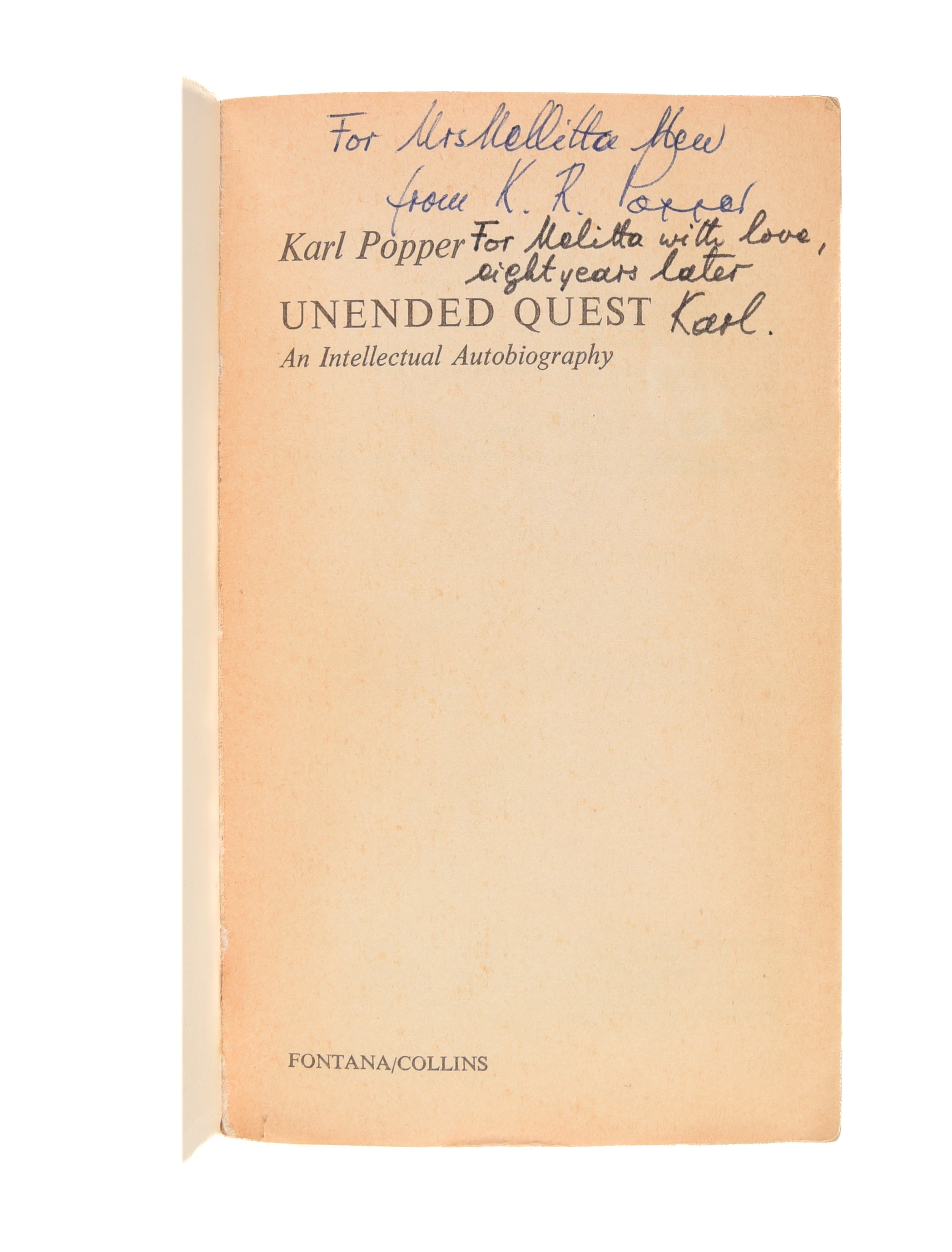 Unended Quest. An Intellectual Autobiography.