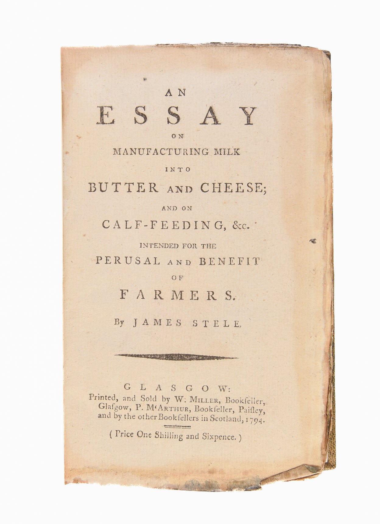 An Essay on Manufacturing Milk into Butter and Cheese;