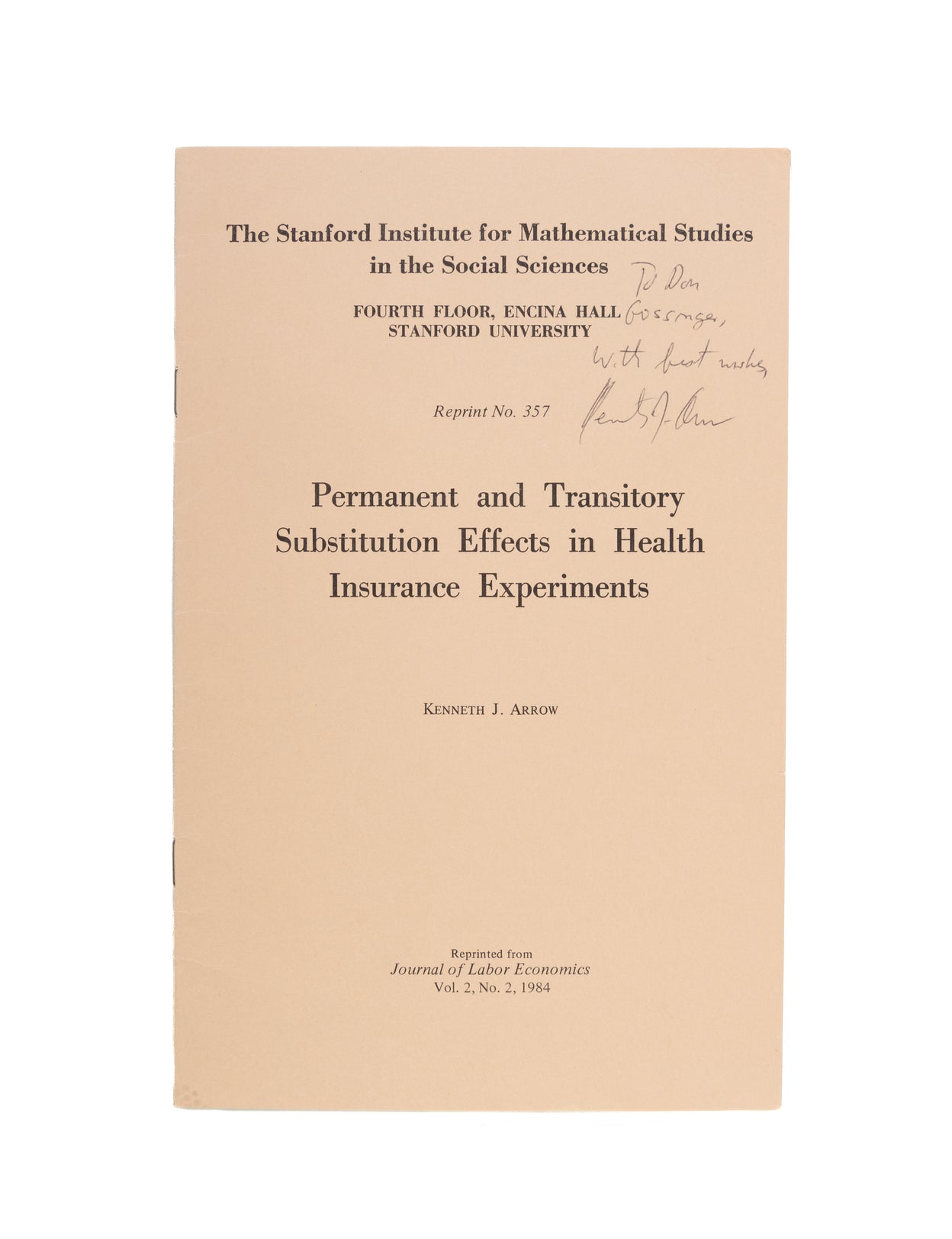 Permanent and Transitory Substitution Effects in Health Insurance Experiments.