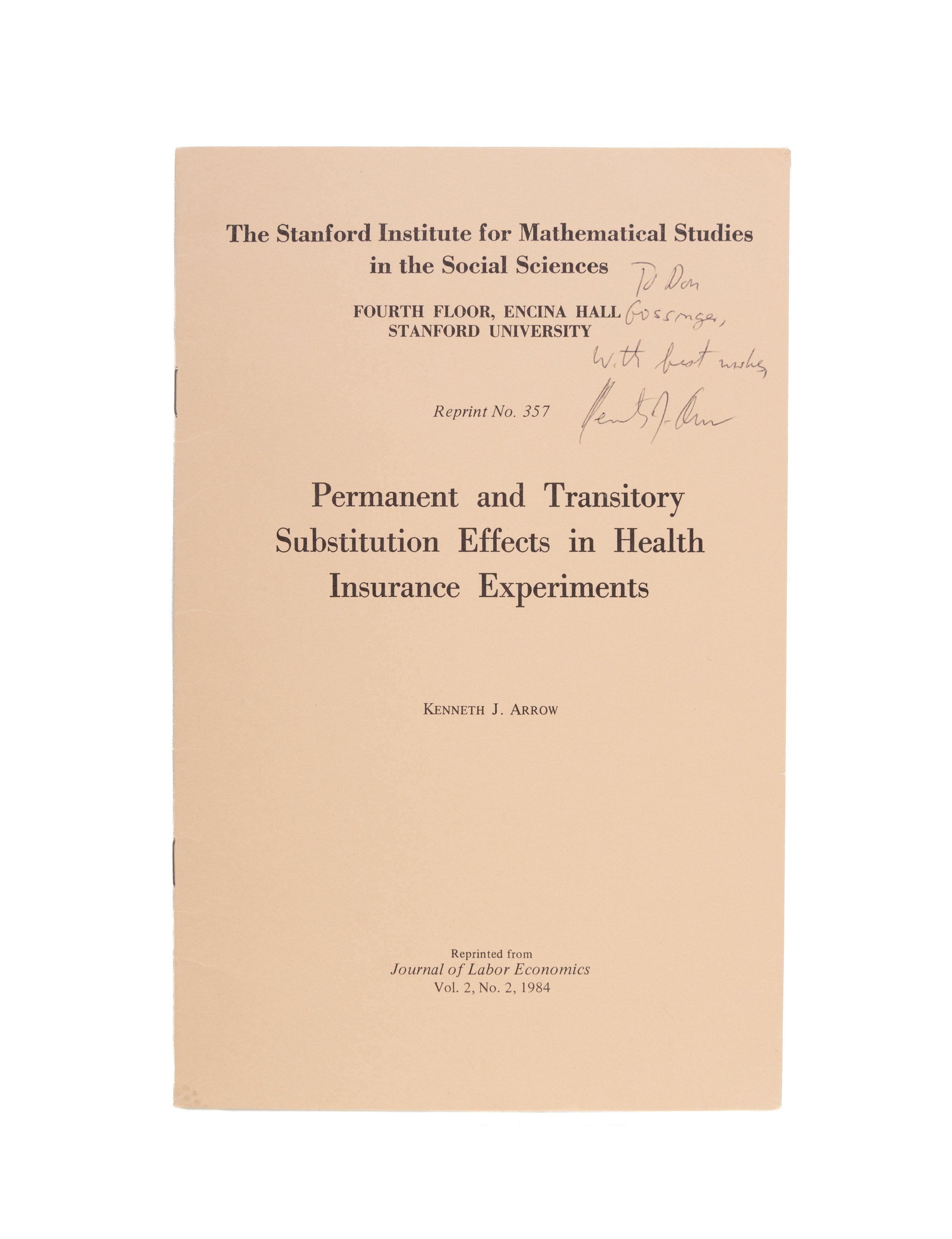 Permanent and Transitory Substitution Effects in Health Insurance Experiments.