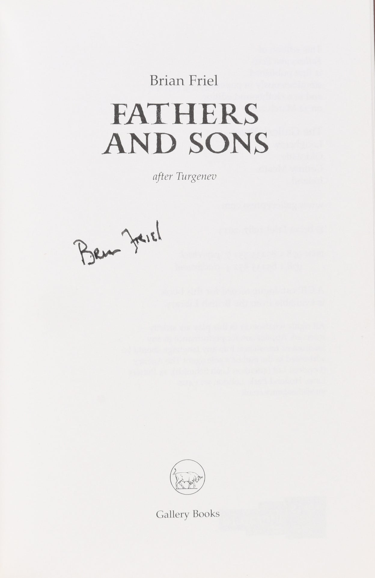 Fathers and Sons. After Turgenev.