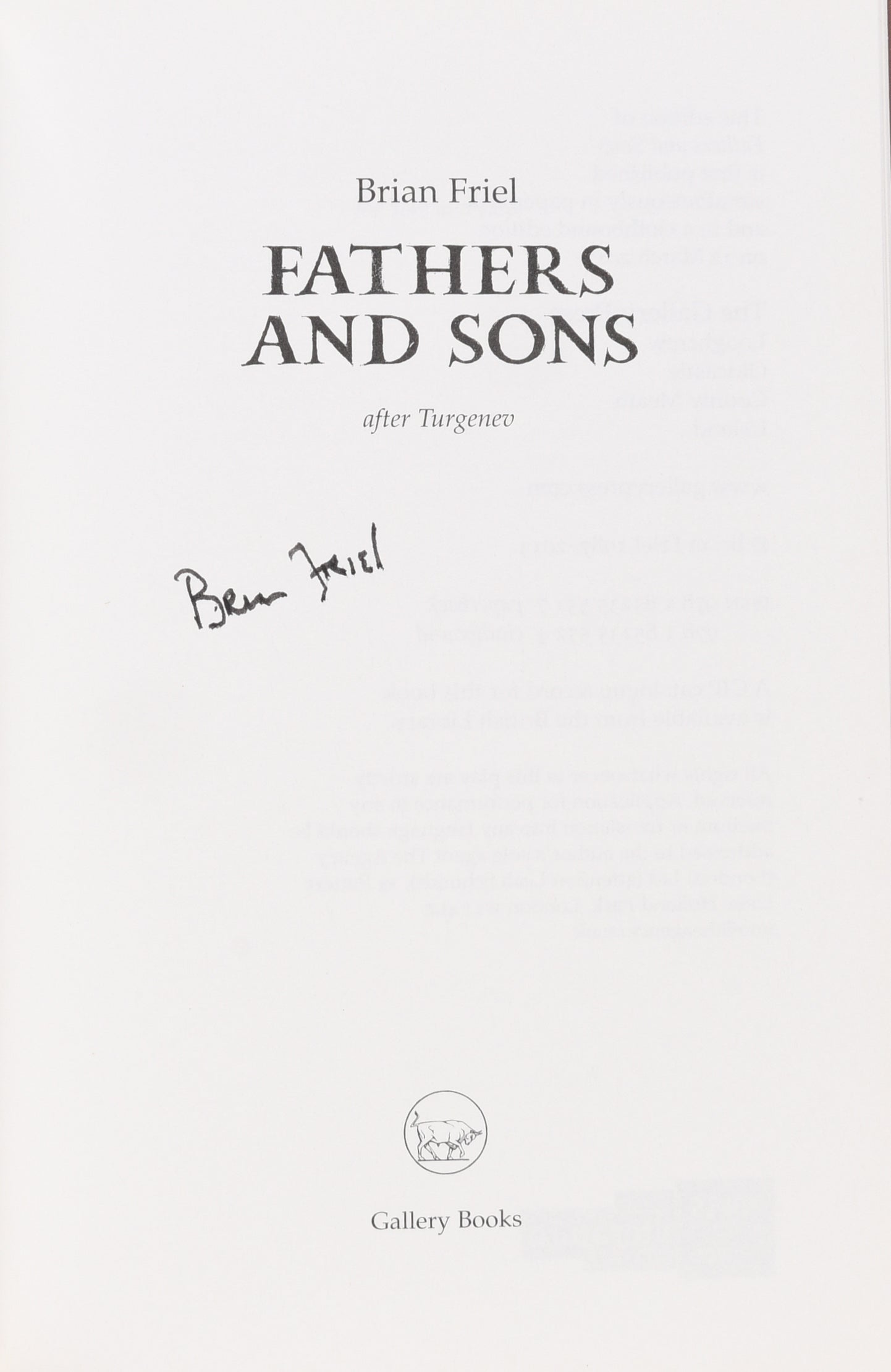 Fathers and Sons. After Turgenev.