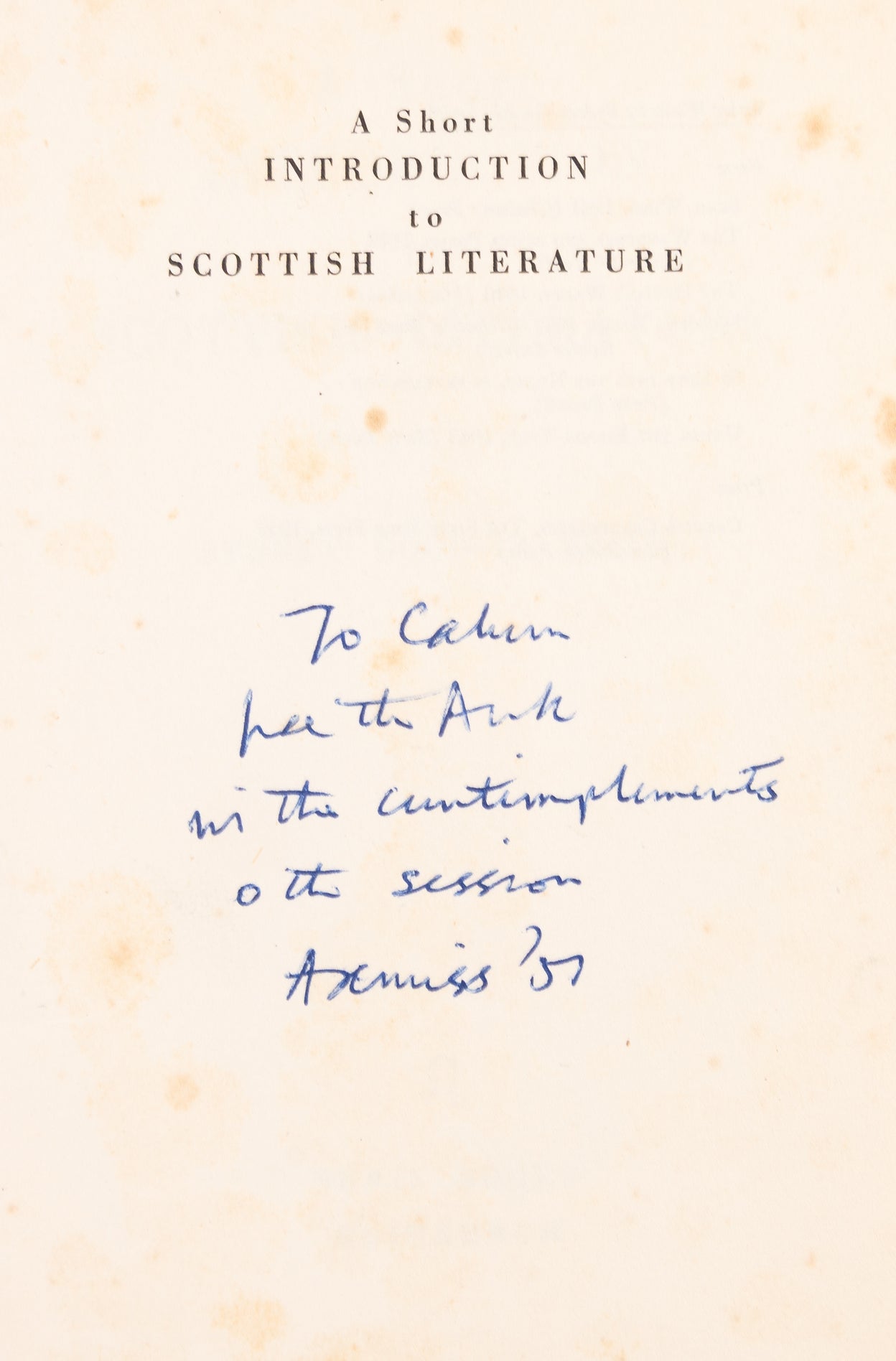 A Short Introduction to Scottish Literature.