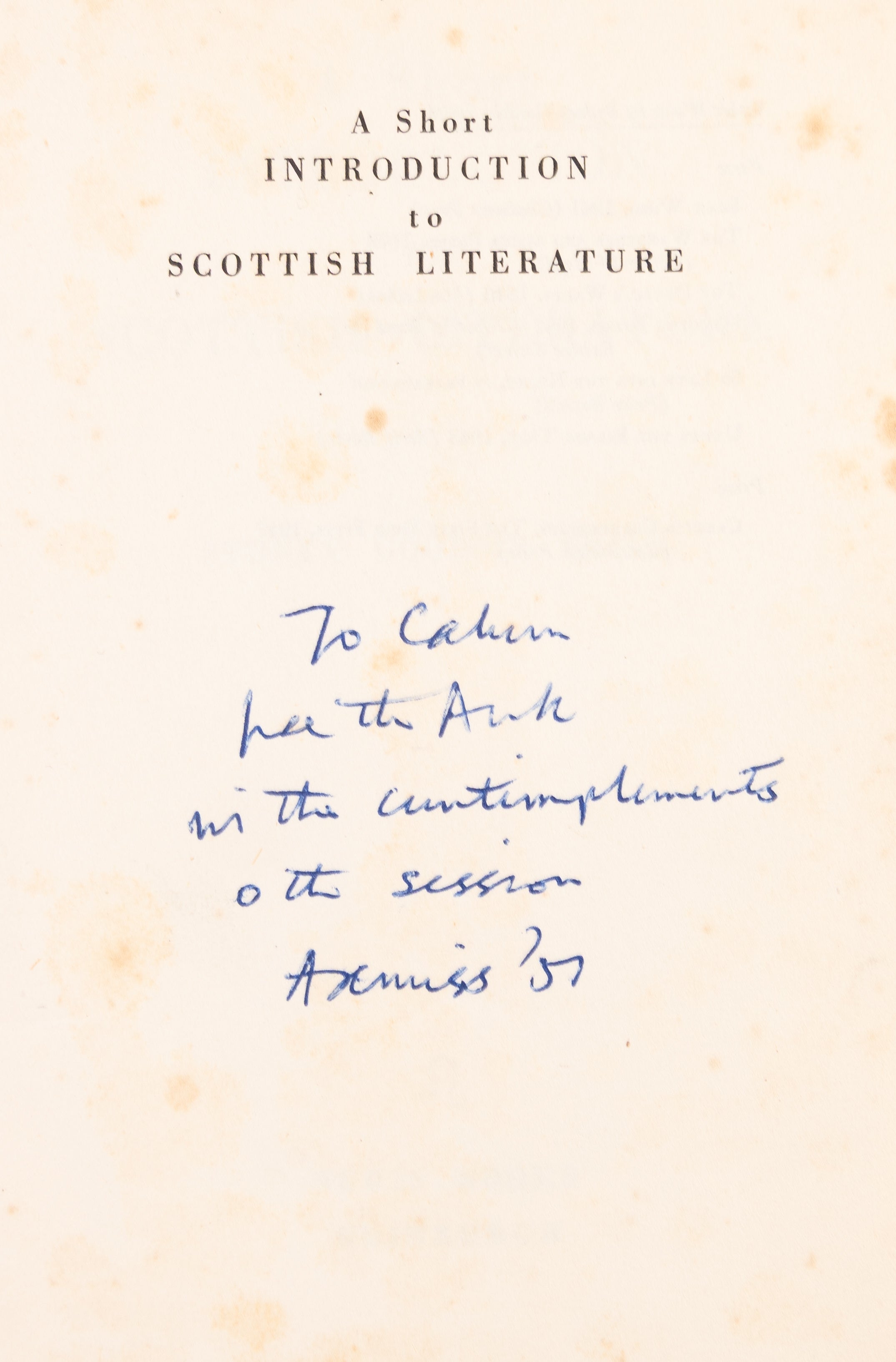 A Short Introduction to Scottish Literature.