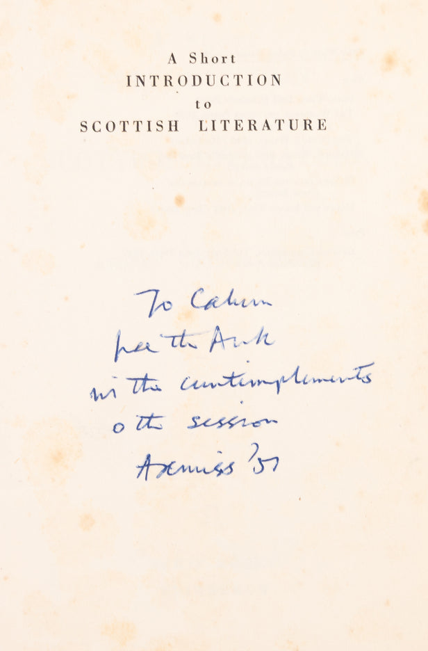 A Short Introduction to Scottish Literature.