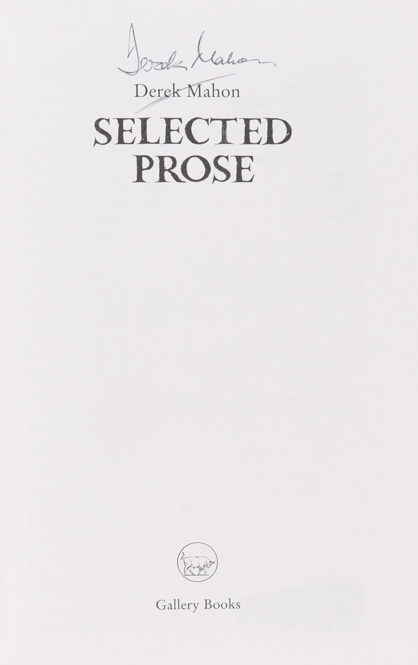 Selected Prose.