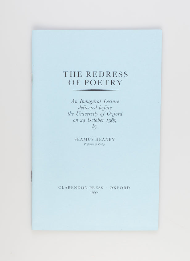 The Redress of Poetry. An inaugural lecture delivered before The University of Oxford on 24 October 1989.