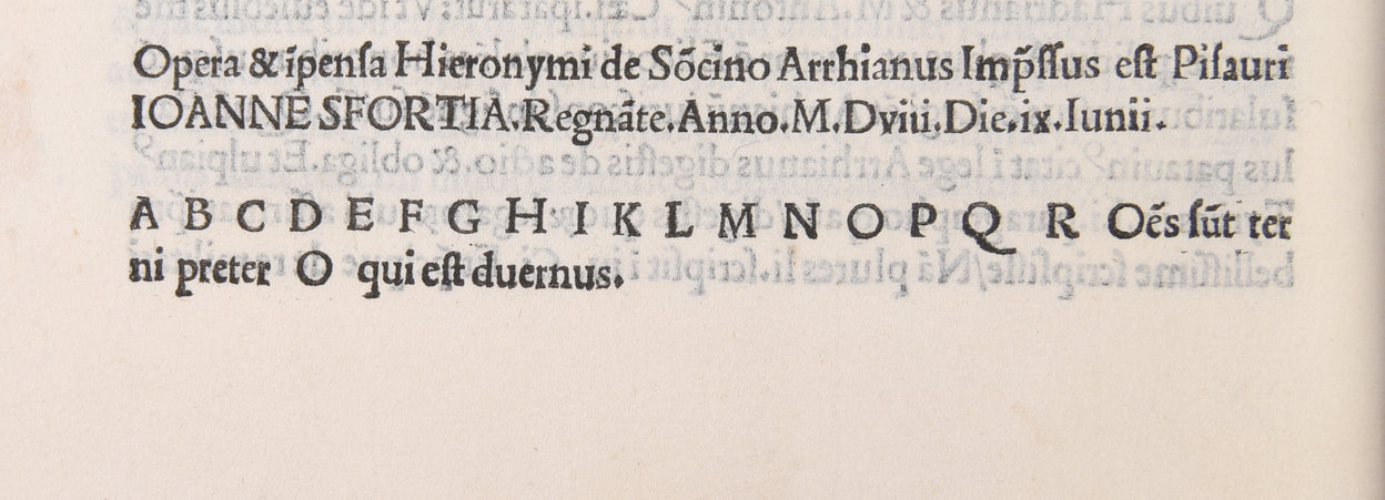 Praefatio in libris rerum gestarum Alexandri regis [translated by Bartolomeo Facio]. 
Pesaro: Girolamo Soncino, 9 June 1508