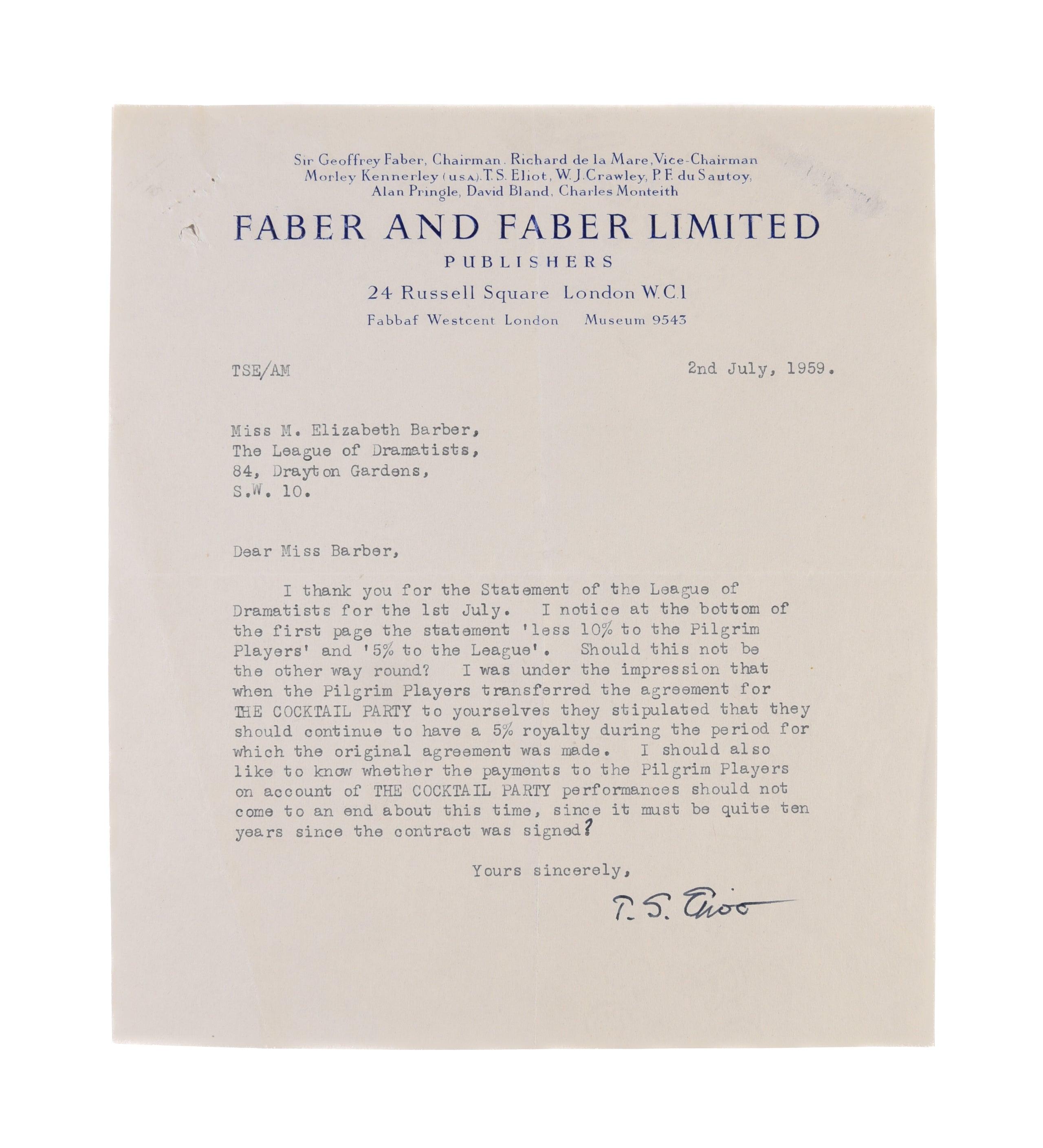 Typed Letter Signed (