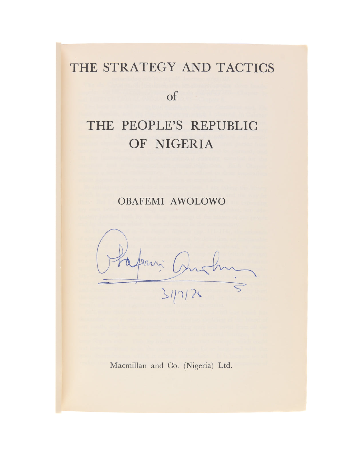 The Strategy and Tactics of the People's Republic of Nigeria.