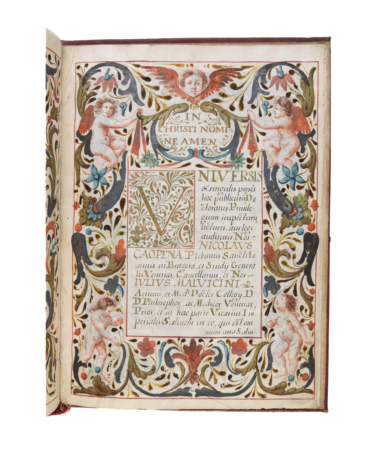 Venetian doctoral diploma, illuminated manuscript on vellum.