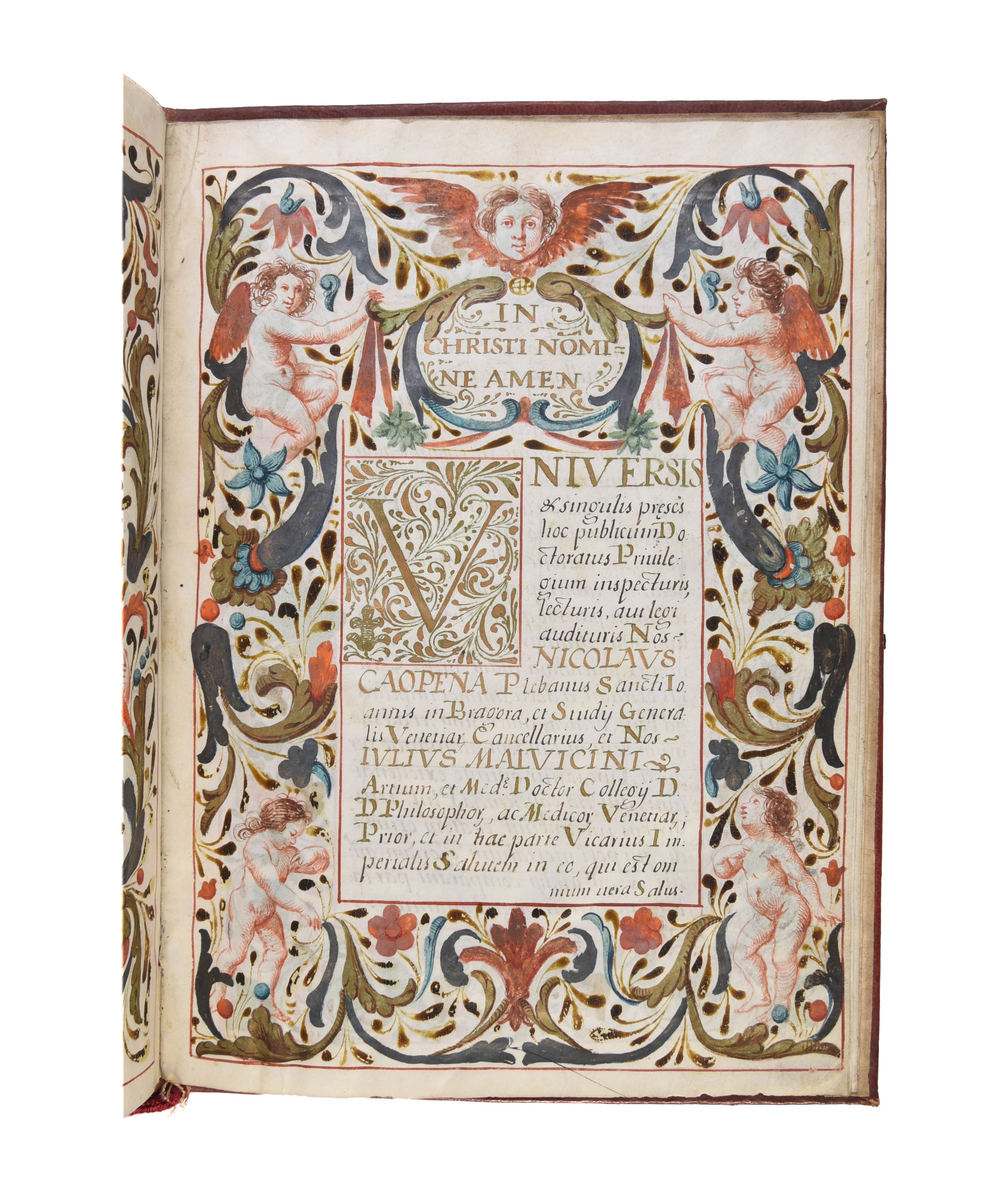 Venetian doctoral diploma, illuminated manuscript on vellum.