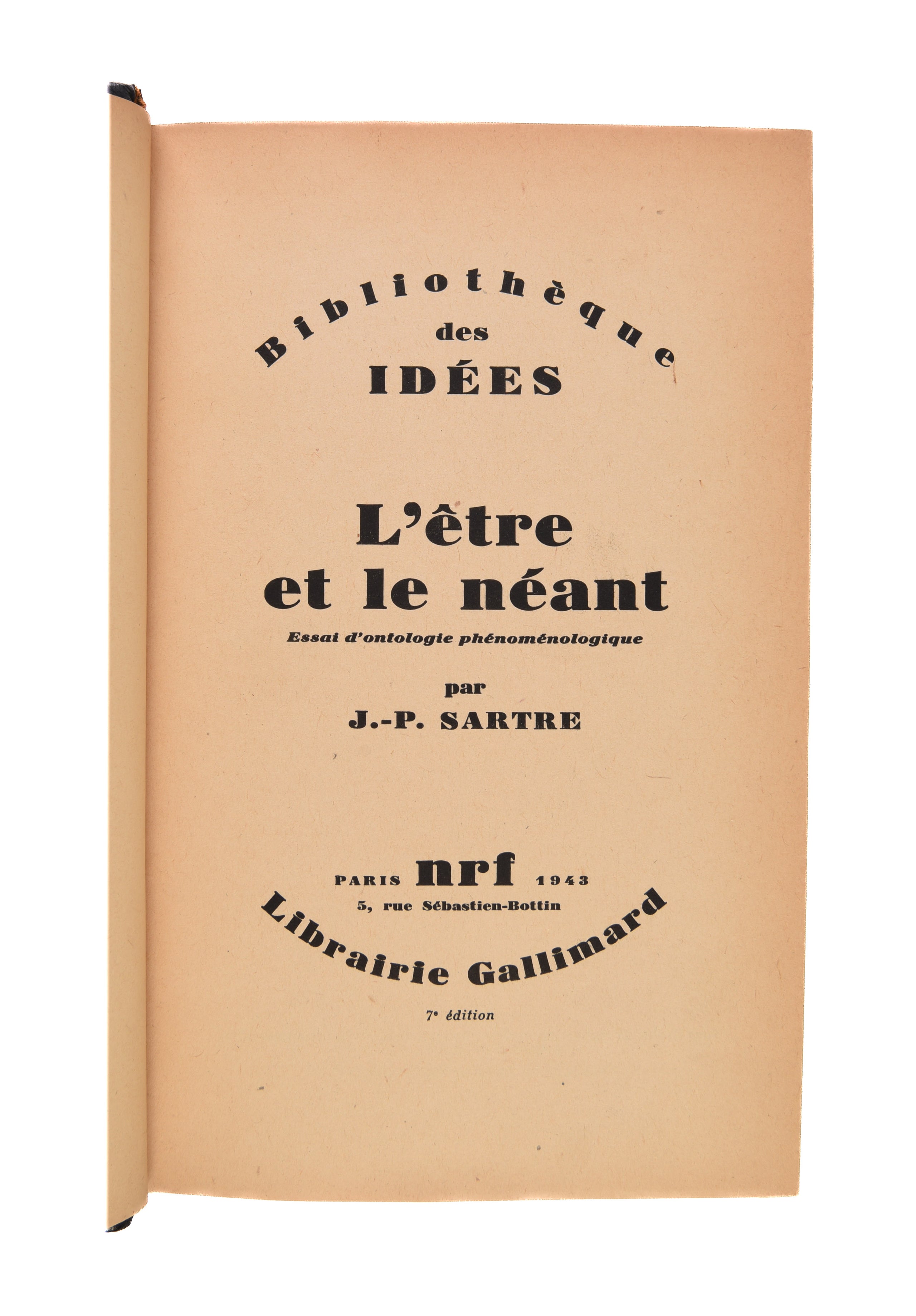 L'Être et le Néant. Essai d'ontologie phénoménologique.