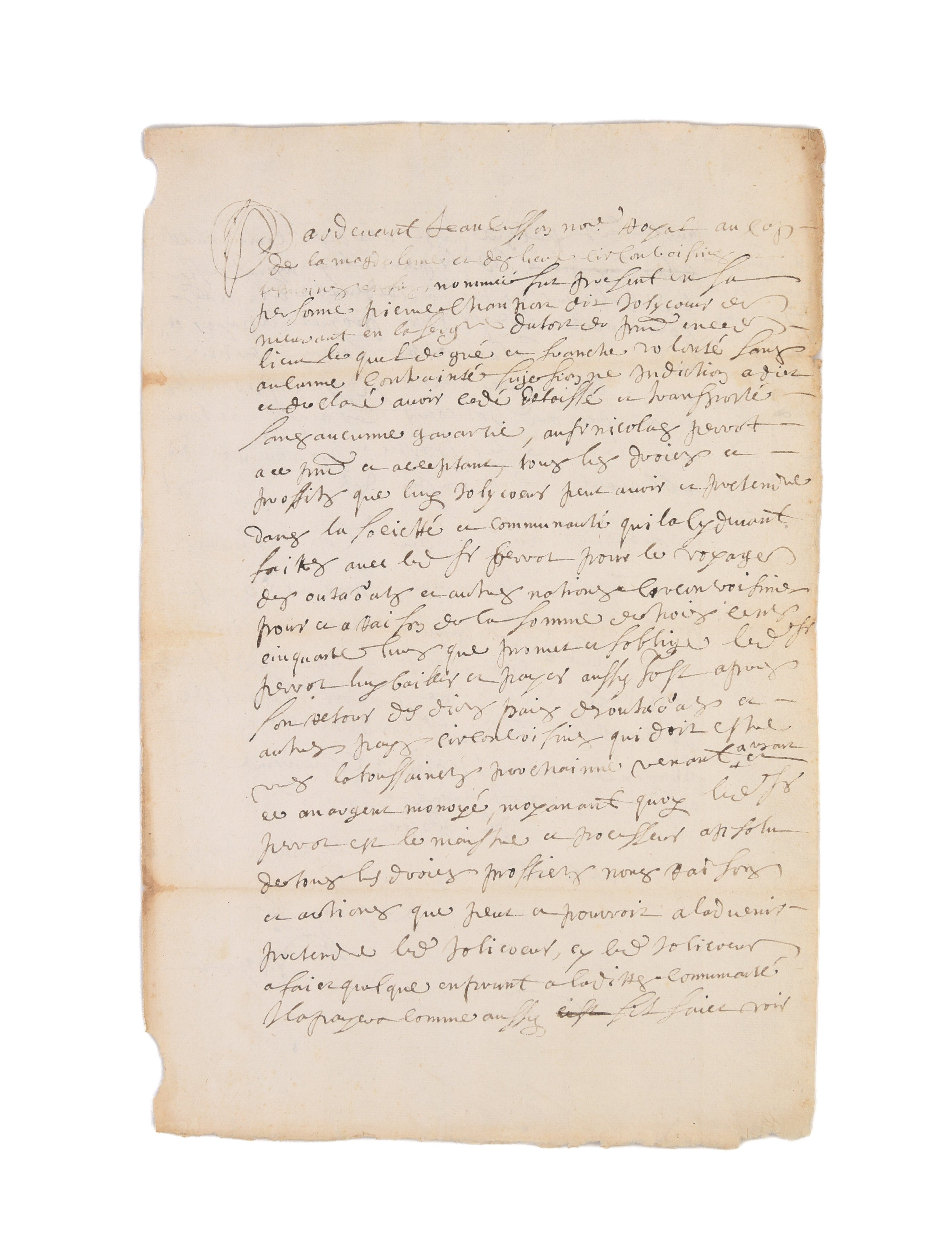 [Loan of 314 Livres 2 Sols 8 Deniers to be Repaid in Good Beaver at the Price and Weight of the Bureau.]