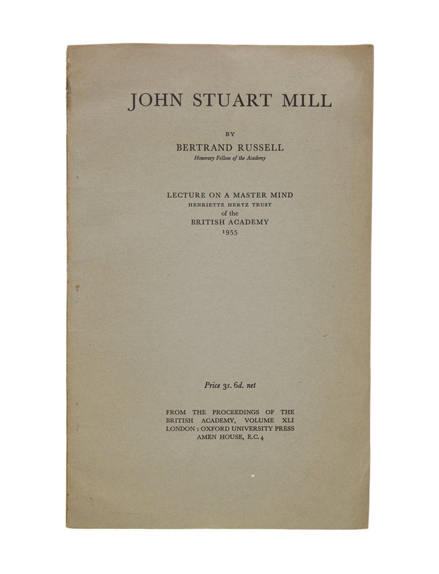 John Stuart Mill. Lecture on a Master Mind.