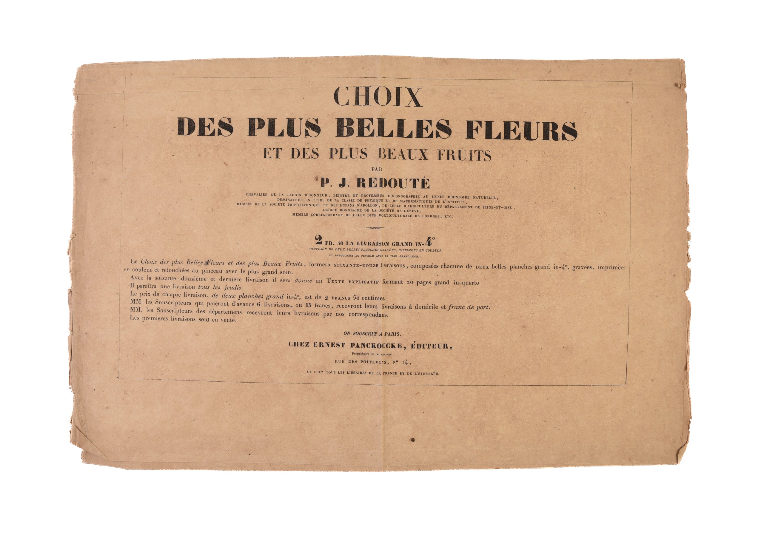 [Prospectus:] Choix des plus Belles Fleurs et des plus Beaux Fruits.