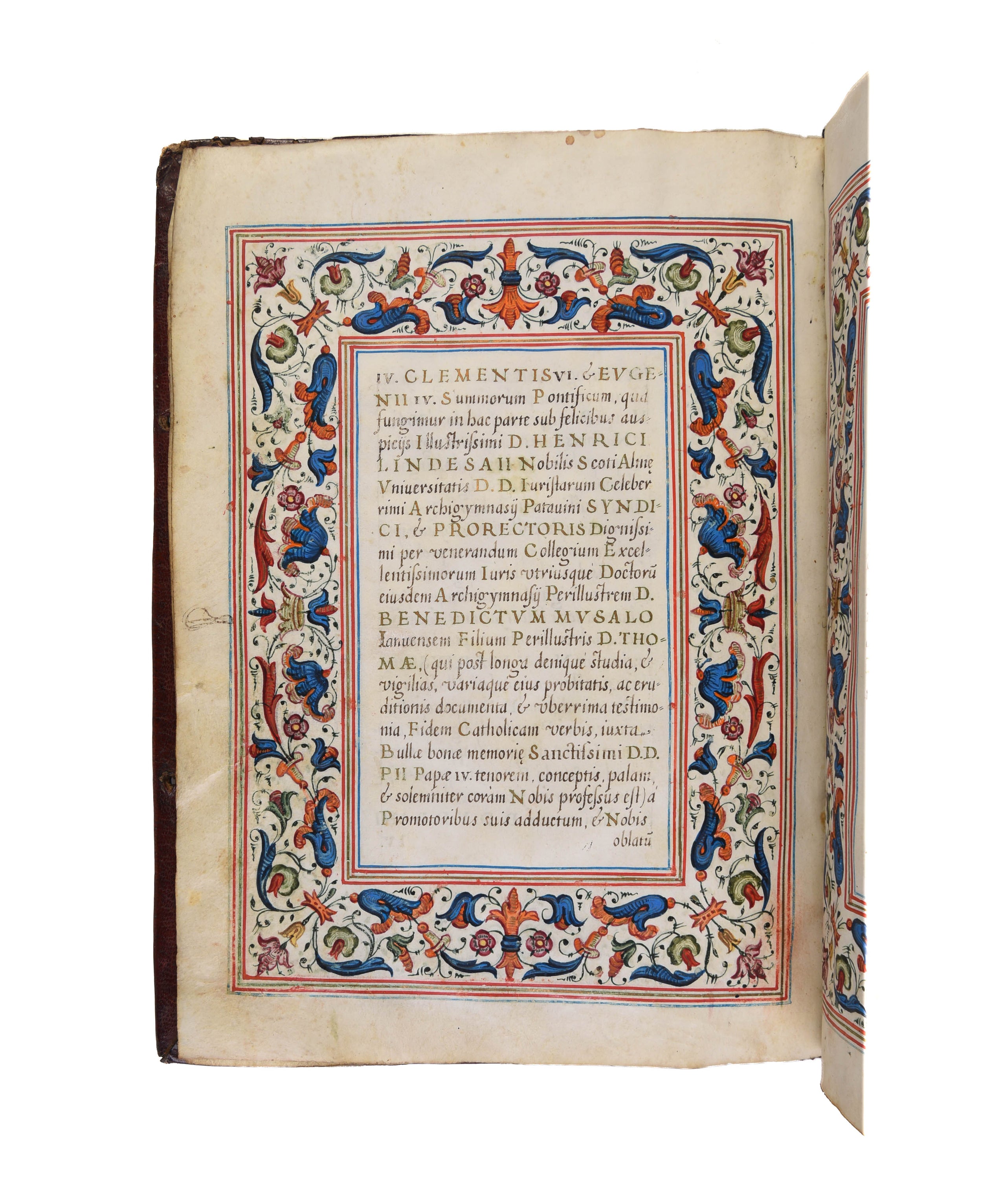 Paduan doctoral degree diploma, illuminated manuscript on vellum.
