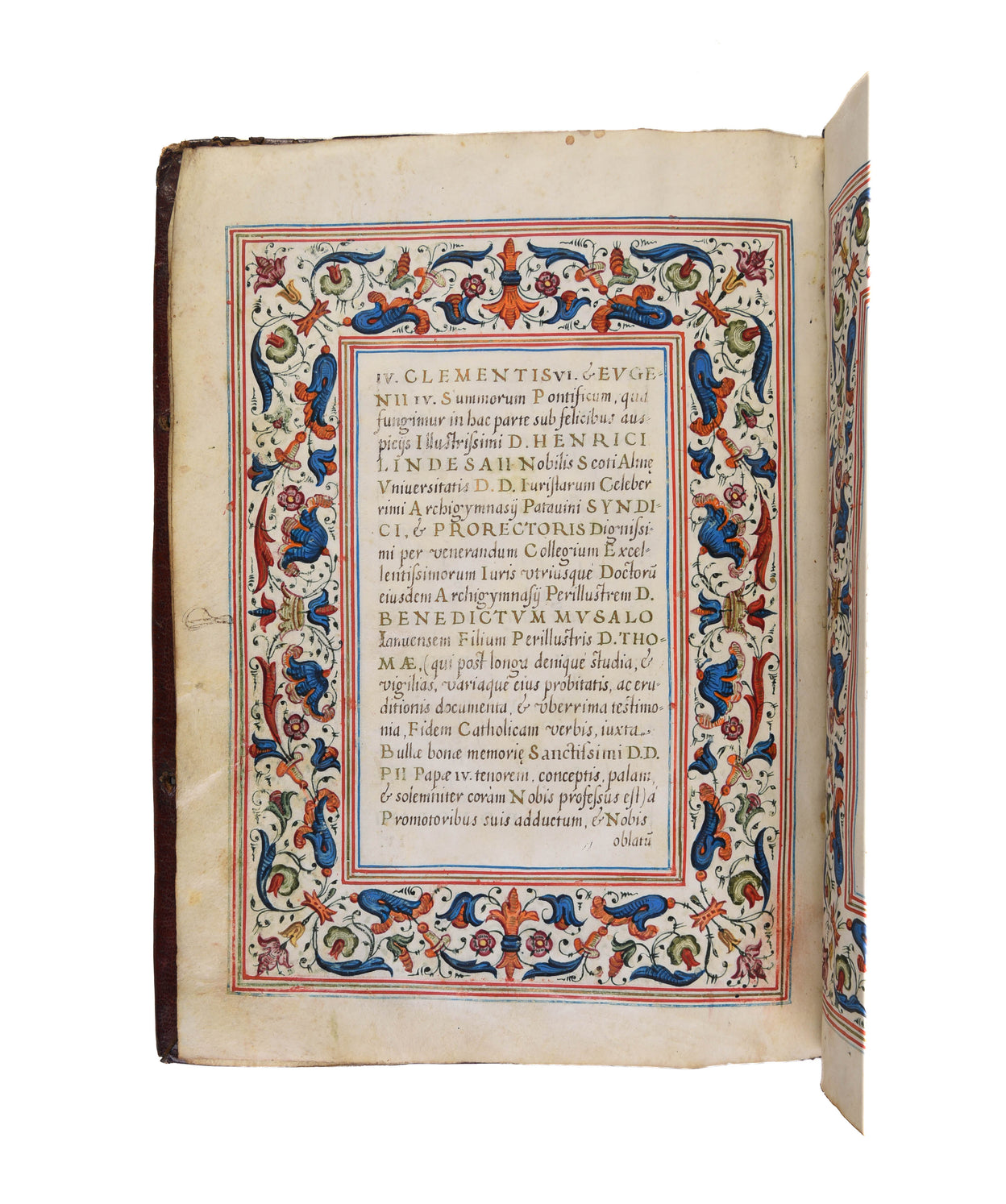 Paduan doctoral degree diploma, illuminated manuscript on vellum.