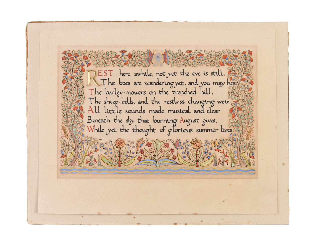 Calligraphic manuscript of verse taken from William Morris' Earthly Paradise