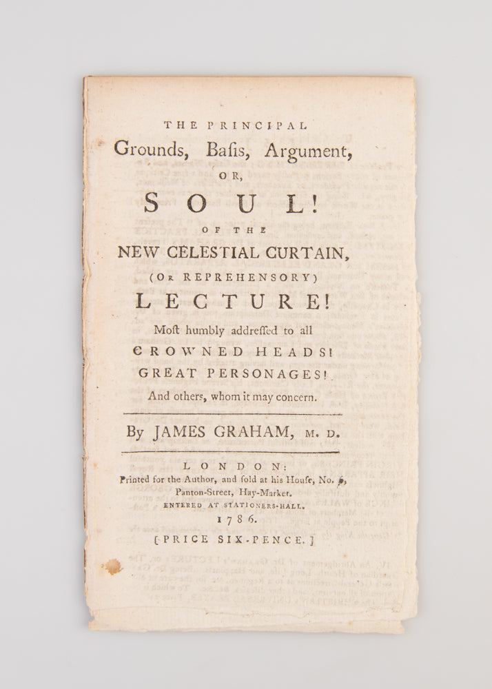 A collection of books, prints and broadsides related to the quack doctor, sex therapist and showman, James Graham (1745-1794).