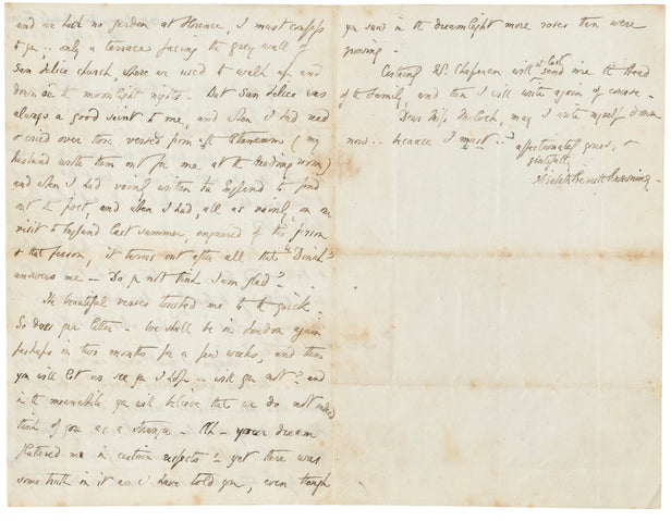Six autograph letters signed (“Elizabeth Barrett Browning’) to [Dinah] Mulock (later Craik).