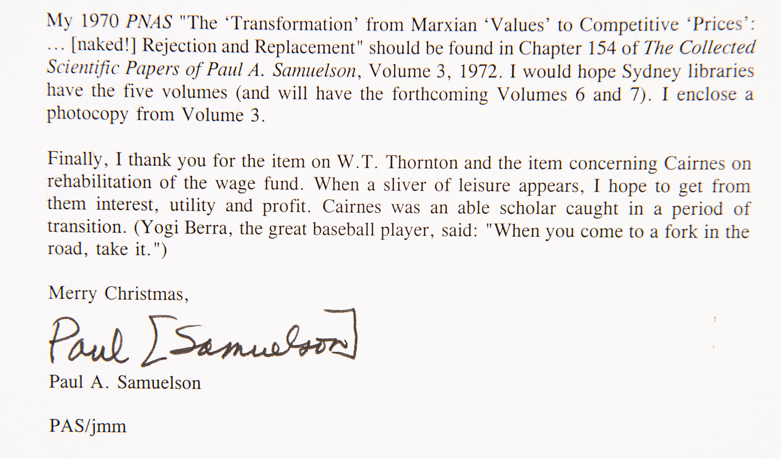 Correspondence with Mark Donoghue.