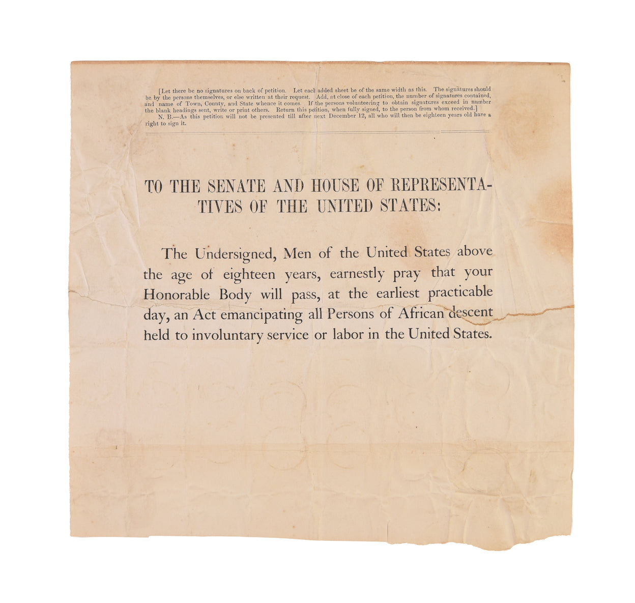To the Senate and House of Representatives of the United States ...