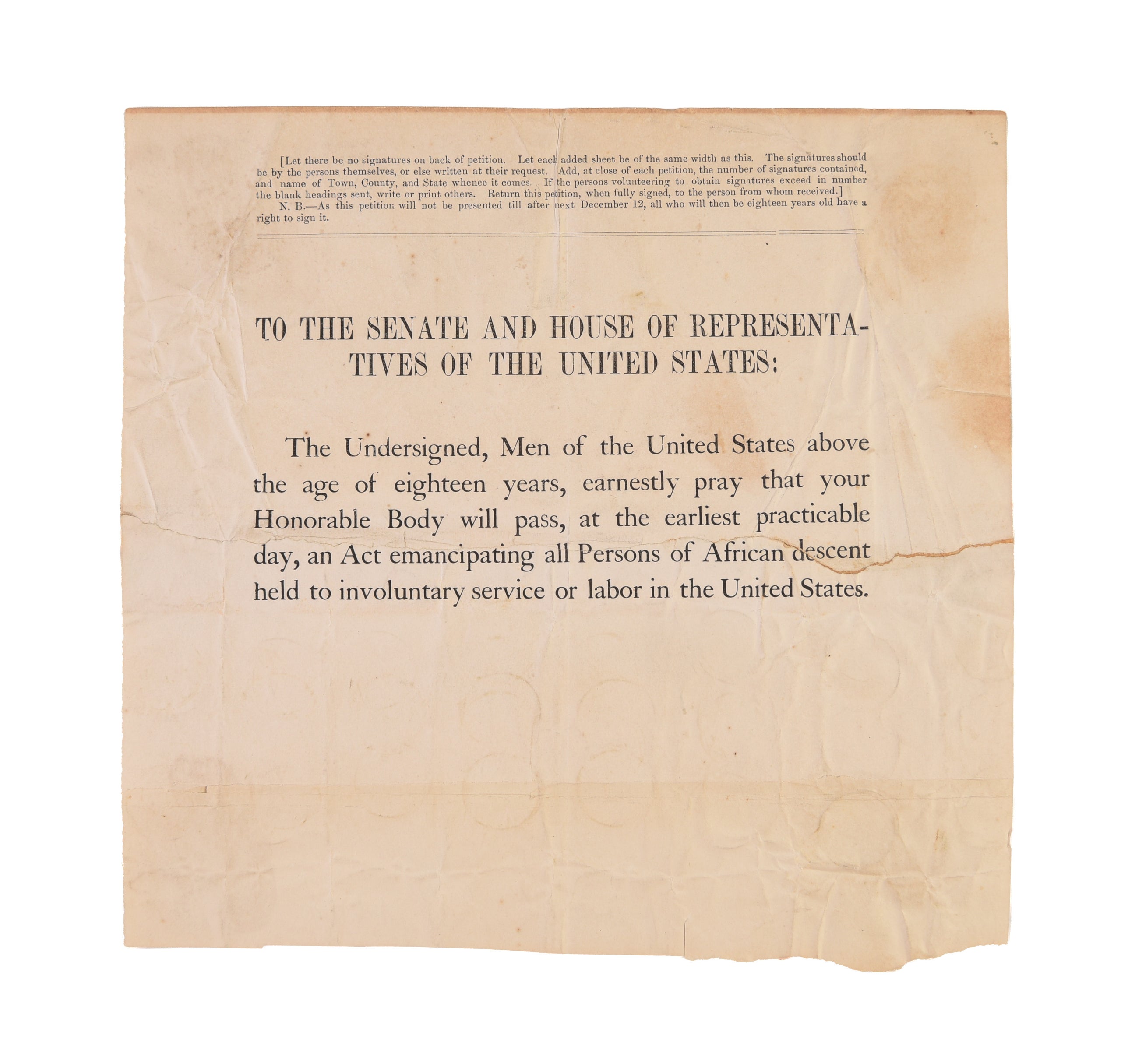 To the Senate and House of Representatives of the United States ...