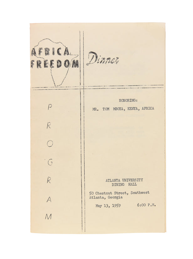 Africa Freedom Dinner Program. Honoring: Mr. Tom Mboya, Kenya, Africa.