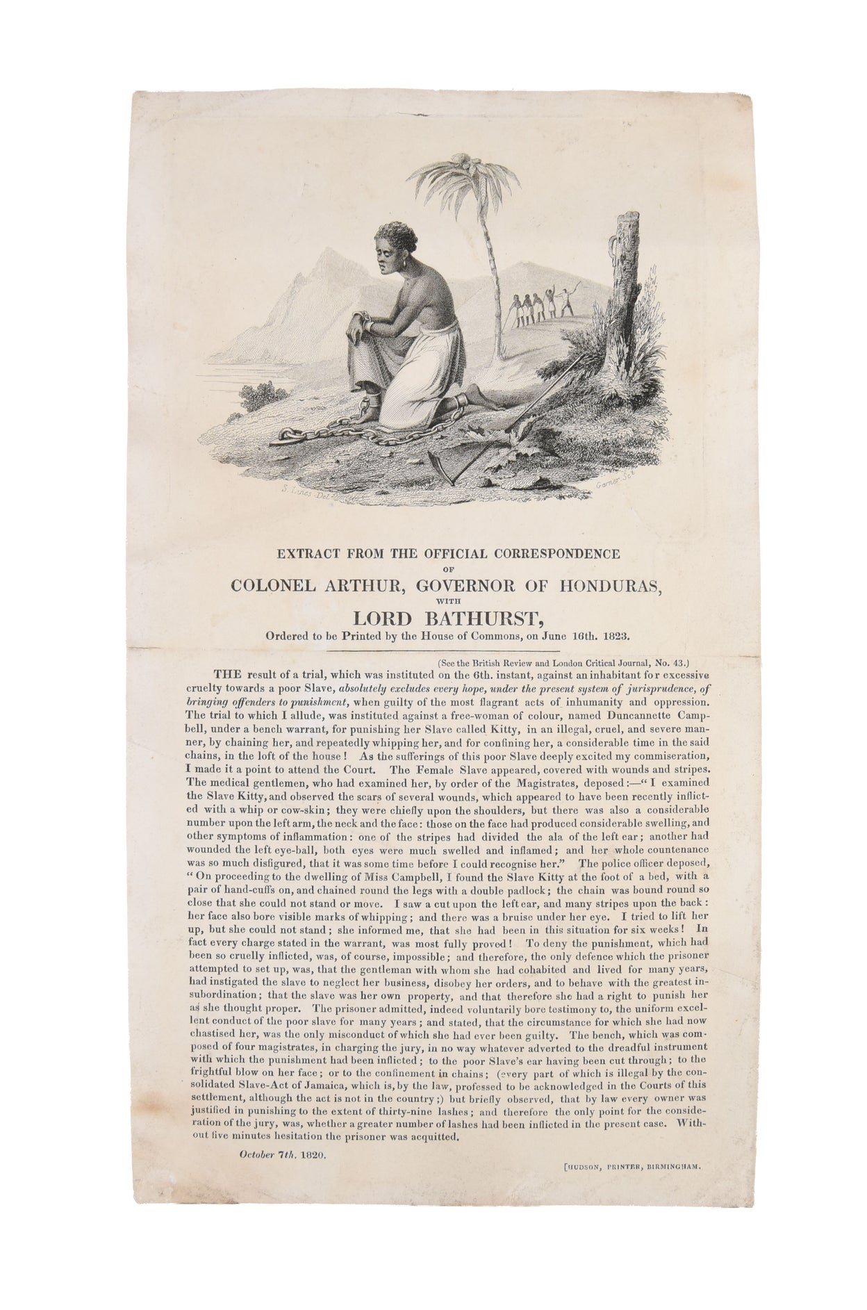 Extract from the Official Correspondence of Colonel Arthur, Governor of Honduras, with Lord Bathurst, Ordered to be Printed at the House of Commons, on June 16th 1823.