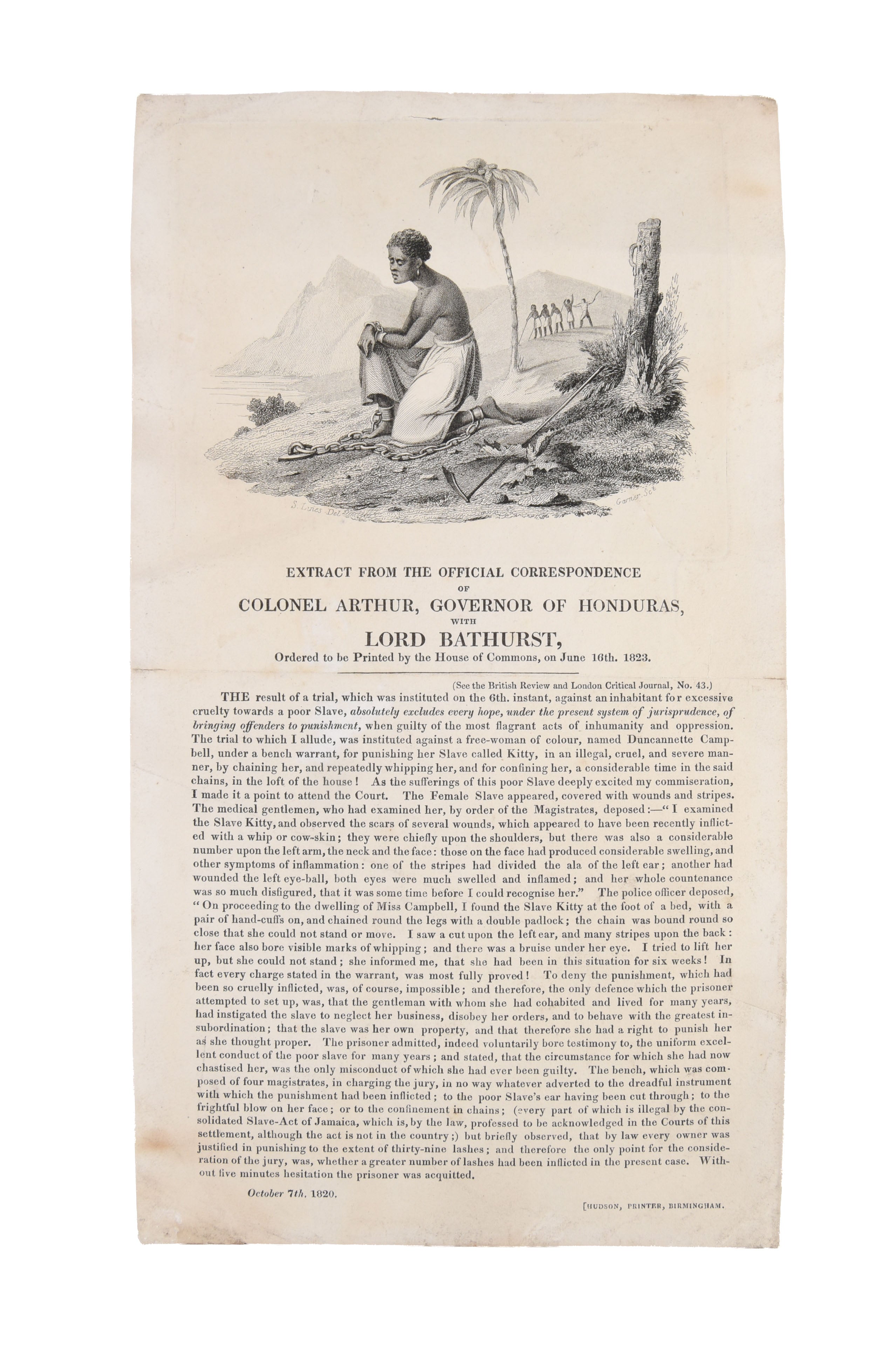 Extract from the Official Correspondence of Colonel Arthur, Governor of Honduras, with Lord Bathurst, Ordered to be Printed at the House of Commons, on June 16th 1823.