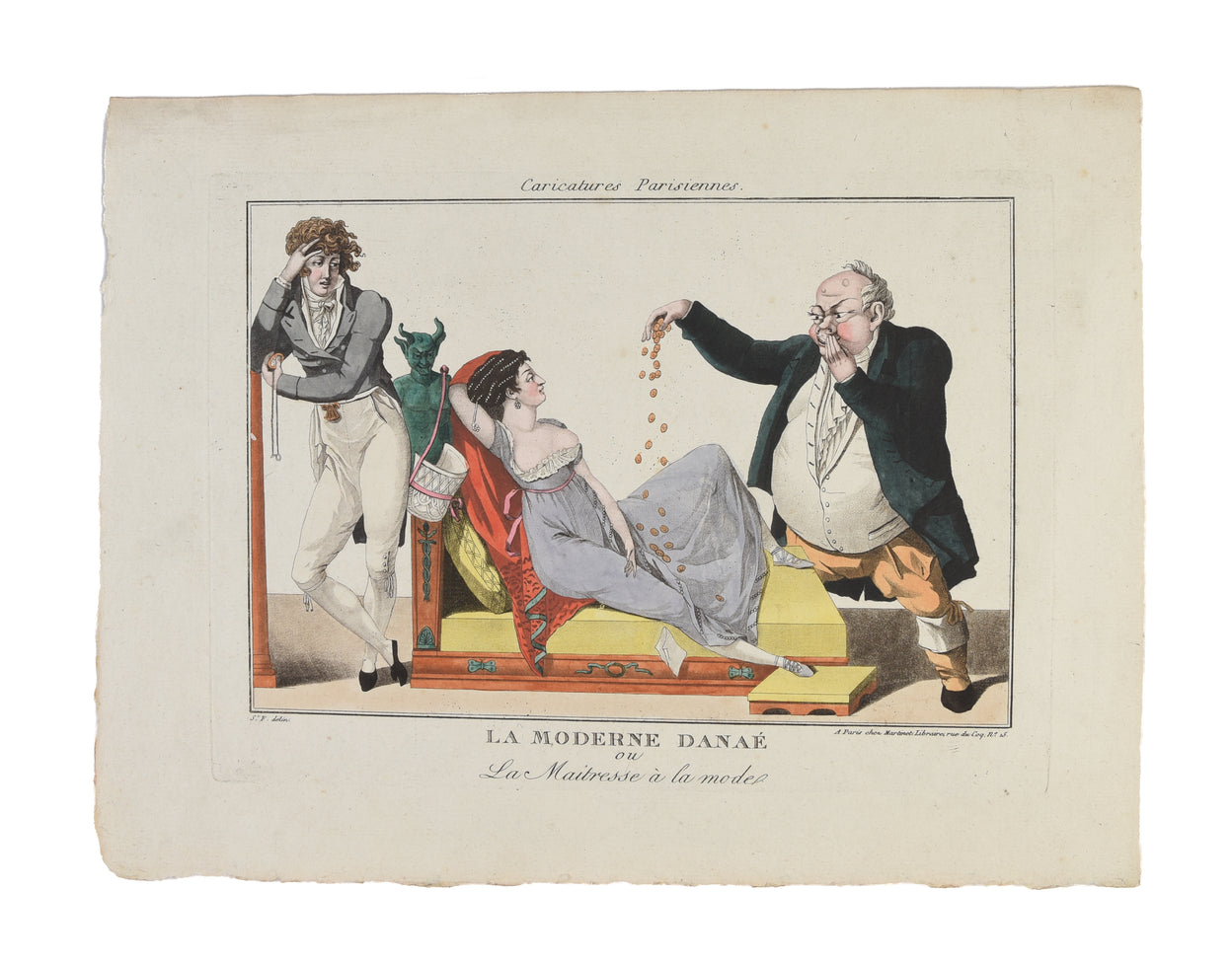 A collection of 17 rare French caricatures on various subjects from fashion, food and race to health and beauty and prostitution. Many of the caricatures satirise English life.