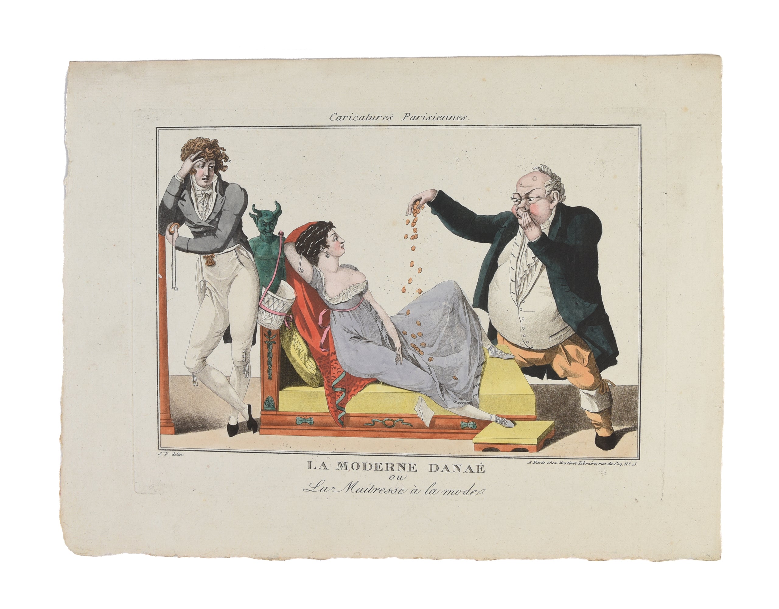 A collection of 17 rare French caricatures on various subjects from fashion, food and race to health and beauty and prostitution. Many of the caricatures satirise English life.