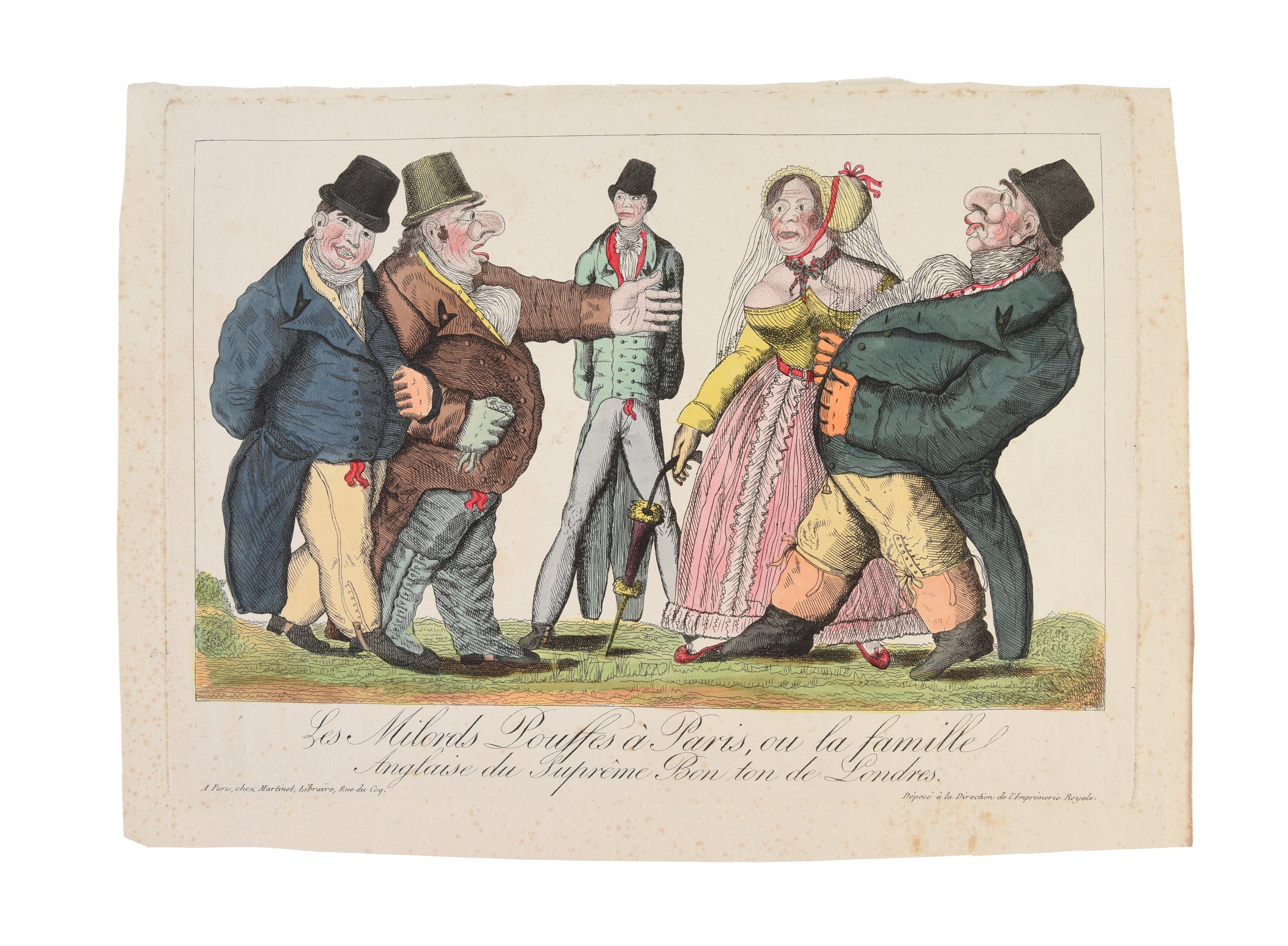 A collection of 17 rare French caricatures on various subjects from fashion, food and race to health and beauty and prostitution. Many of the caricatures satirise English life.