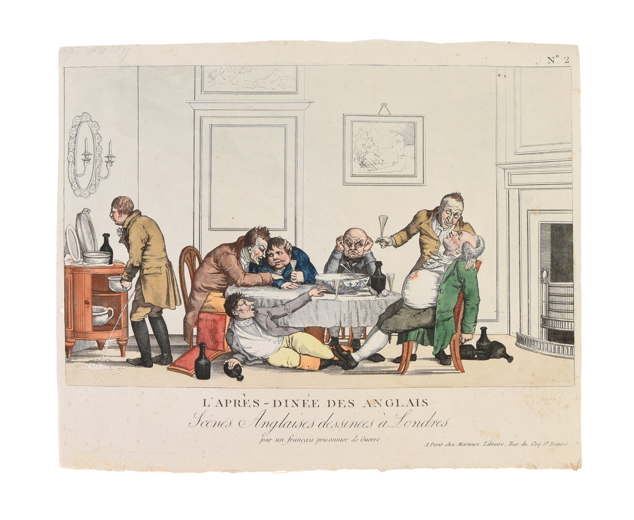 A collection of 17 rare French caricatures on various subjects from fashion, food and race to health and beauty and prostitution. Many of the caricatures satirise English life.