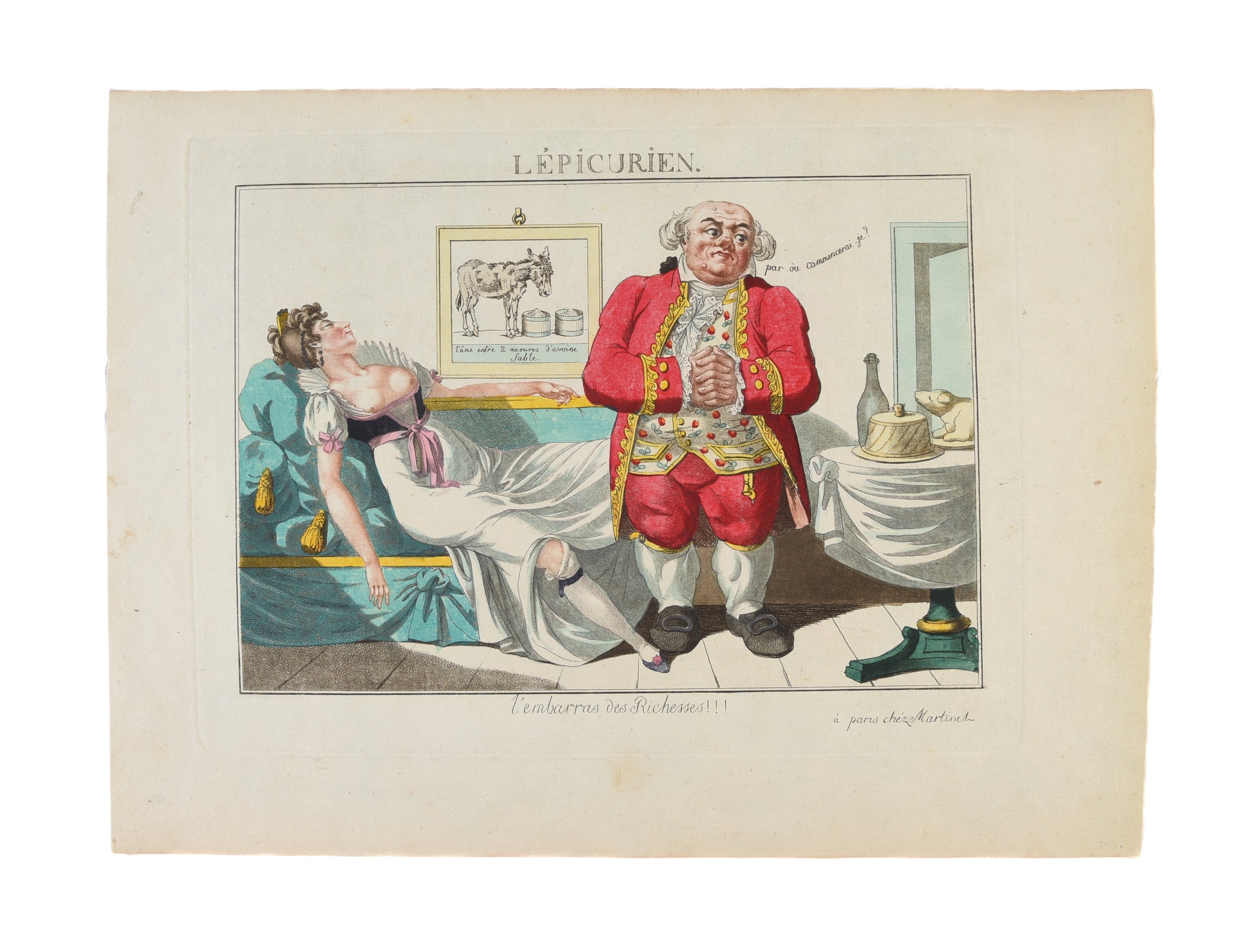 A collection of 17 rare French caricatures on various subjects from fashion, food and race to health and beauty and prostitution. Many of the caricatures satirise English life.