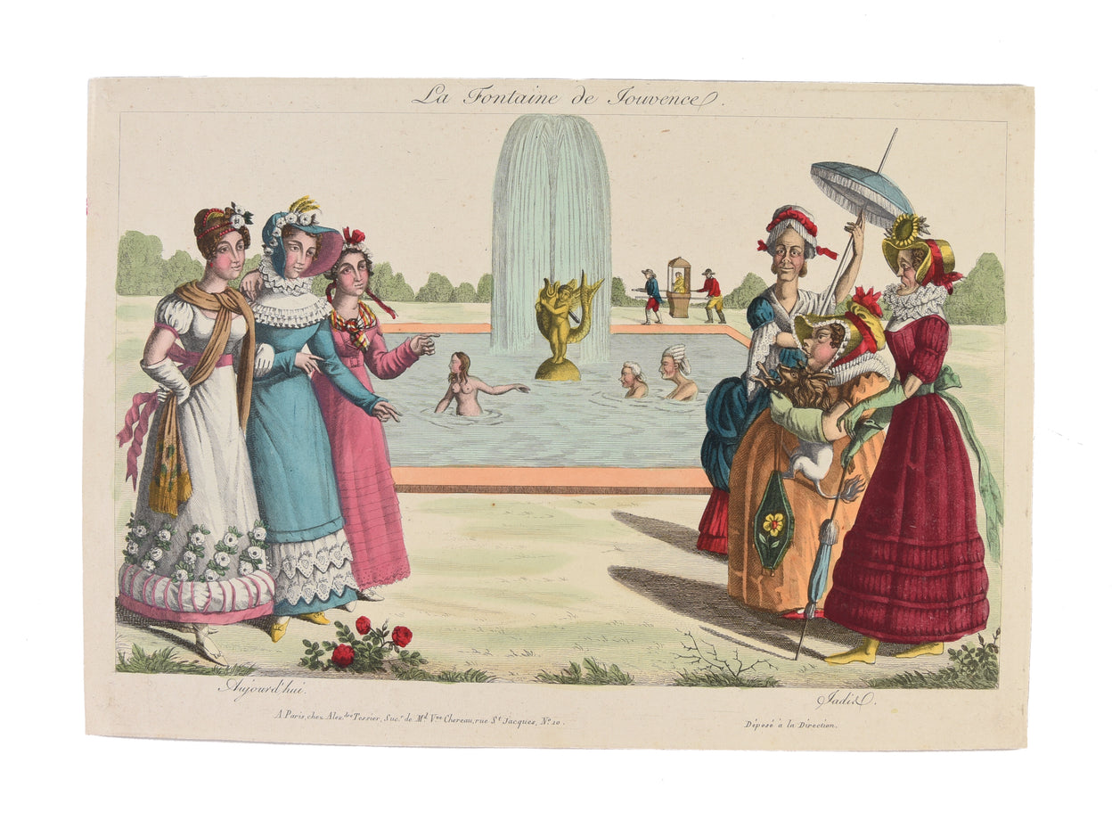 A collection of 17 rare French caricatures on various subjects from fashion, food and race to health and beauty and prostitution. Many of the caricatures satirise English life.