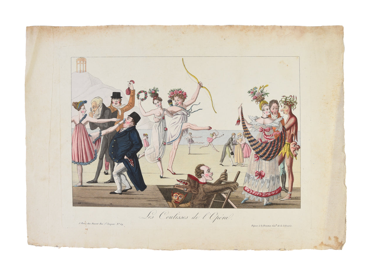 A collection of 17 rare French caricatures on various subjects from fashion, food and race to health and beauty and prostitution. Many of the caricatures satirise English life.