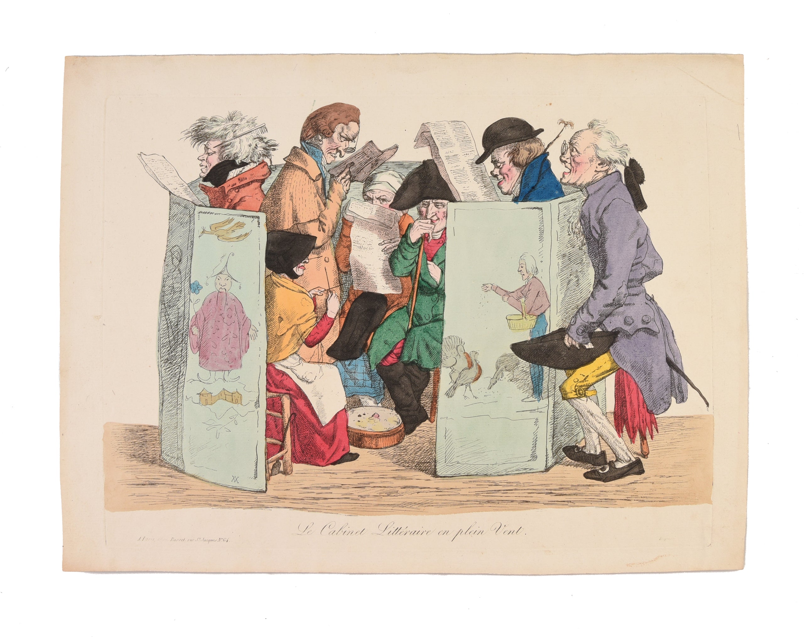 A collection of 17 rare French caricatures on various subjects from fashion, food and race to health and beauty and prostitution. Many of the caricatures satirise English life.
