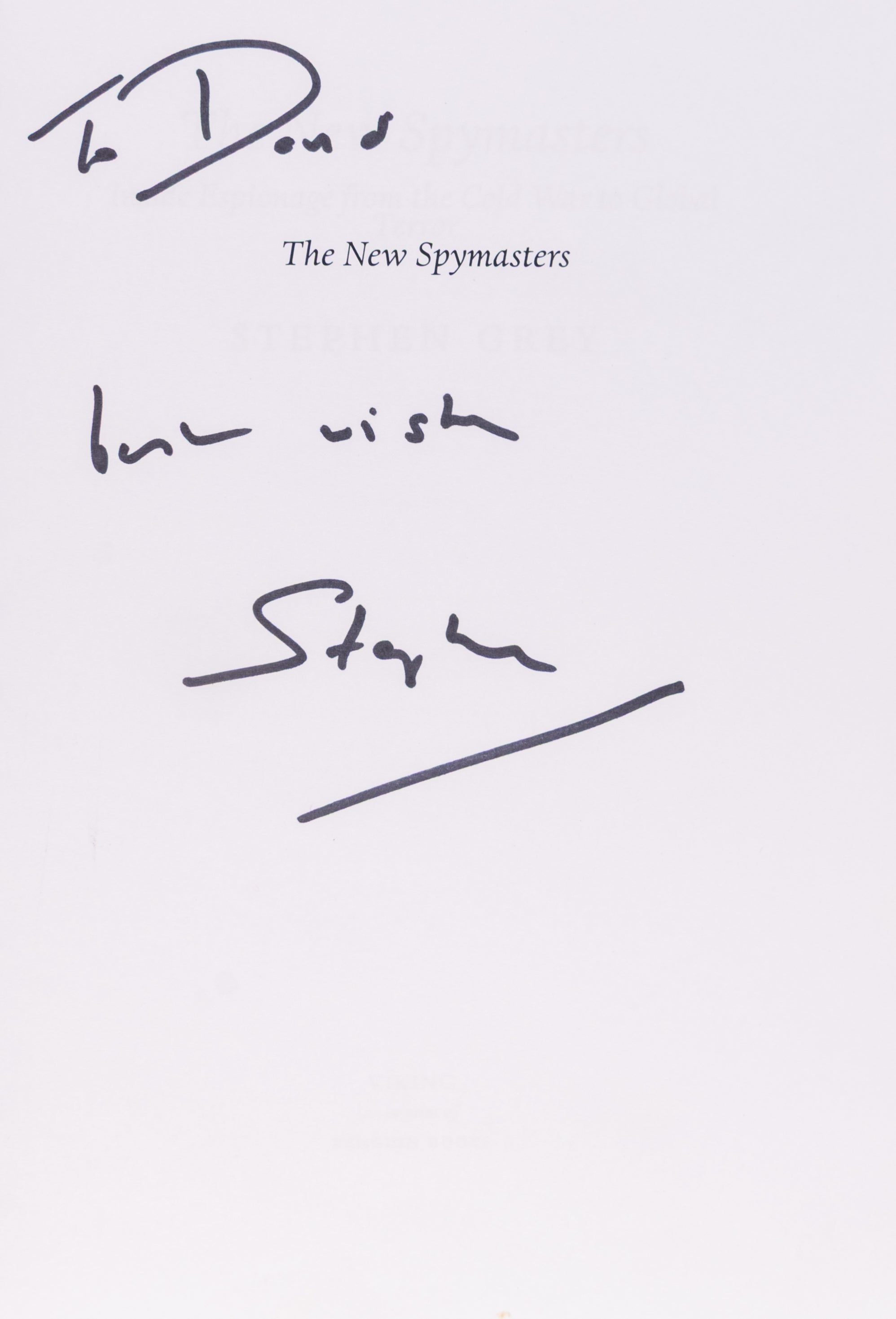The New Spymasters. Inside Espionage from the Cold War to Global Terror.