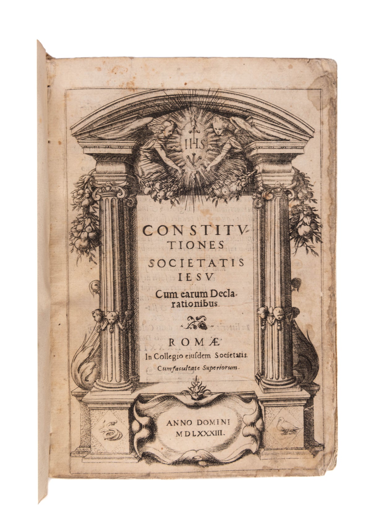 Constitutiones Cum earum Declarationibus.
Rome, In Collegio eiusdem Societatis,