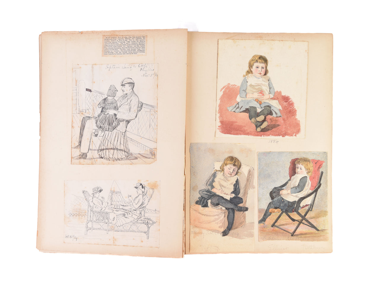 Four large albums of watercolours, photographs and ephemera.