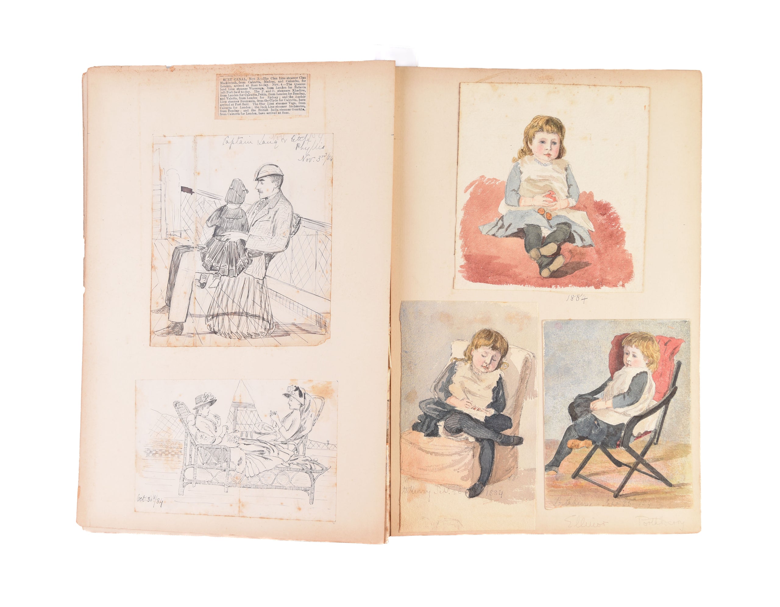 Four large albums of watercolours, photographs and ephemera.